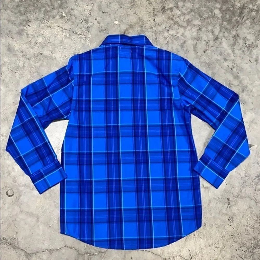 Old Navy L/S Blue Plaid boys button down Size L